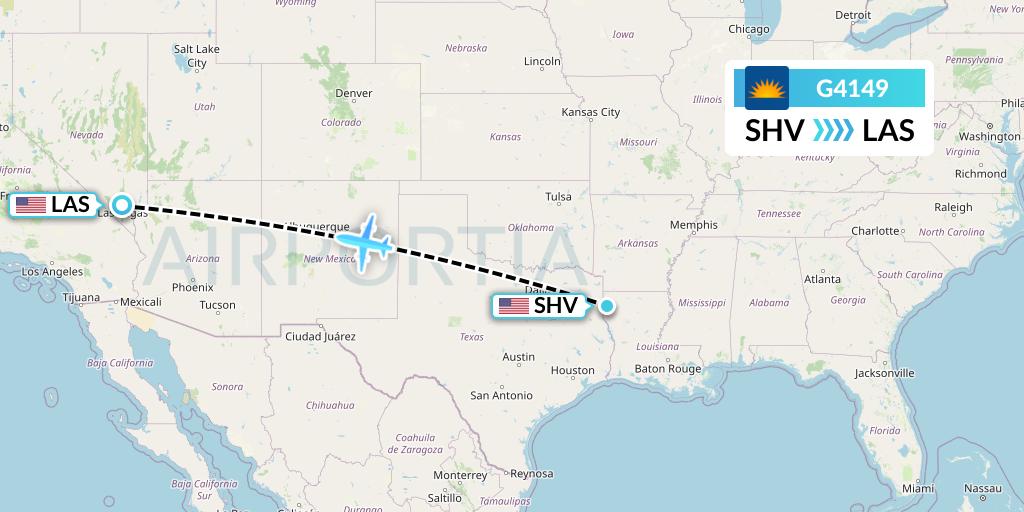 G4149 Allegiant Air Flight Map: Shreveport to Las Vegas