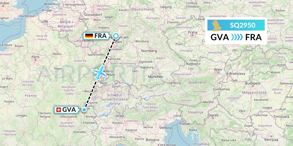 SQ2950 Singapore Airlines Flight Map: Geneva to Frankfurt