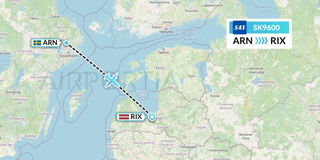 SK9600 SAS Flight Map: Stockholm to Riga