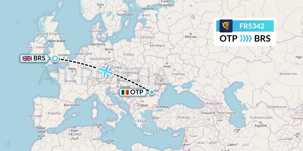FR5342 Ryanair Flight Map: Bucharest to Bristol