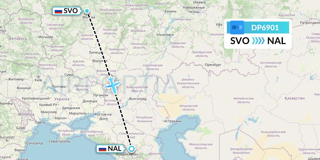 DP6901 Pobeda Flight Map: Moscow to Nalchik
