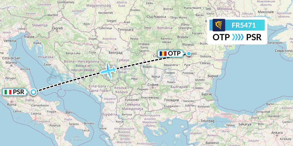 FR5471 Ryanair Flight Map: Bucharest to Pescara