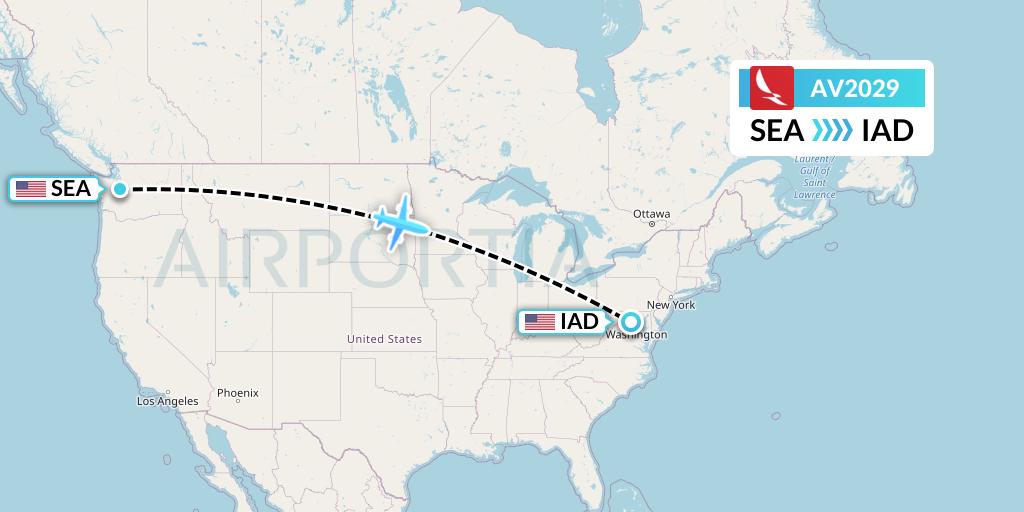 AV2029 Avianca Flight Map: Seattle to Washington