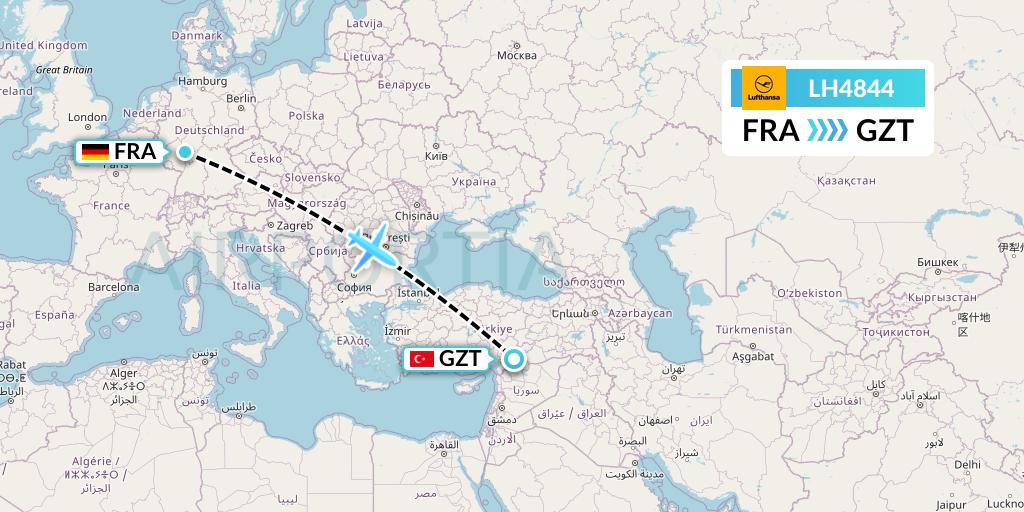 LH4844 Lufthansa Flight Map: Frankfurt to Gaziantep