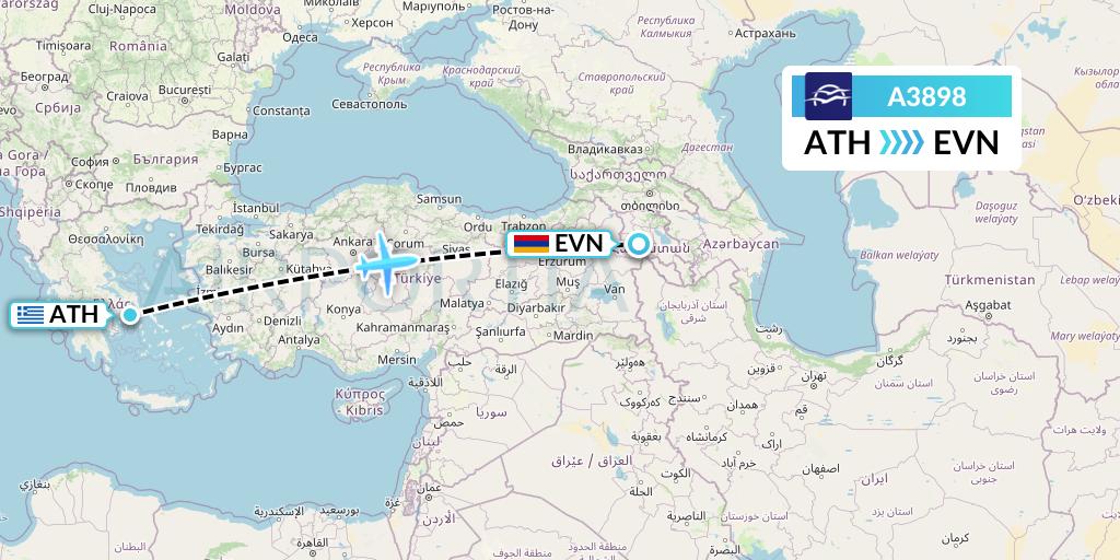A3898 Flight Status Aegean Airlines Athens to Yerevan (AEE898)