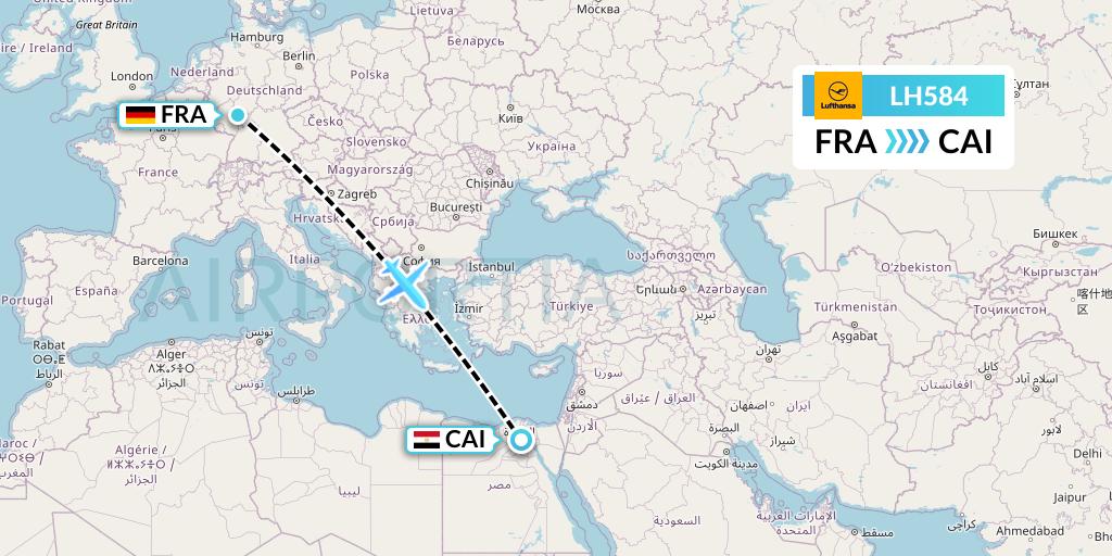 LH584 Lufthansa Flight Map: Frankfurt to Cairo