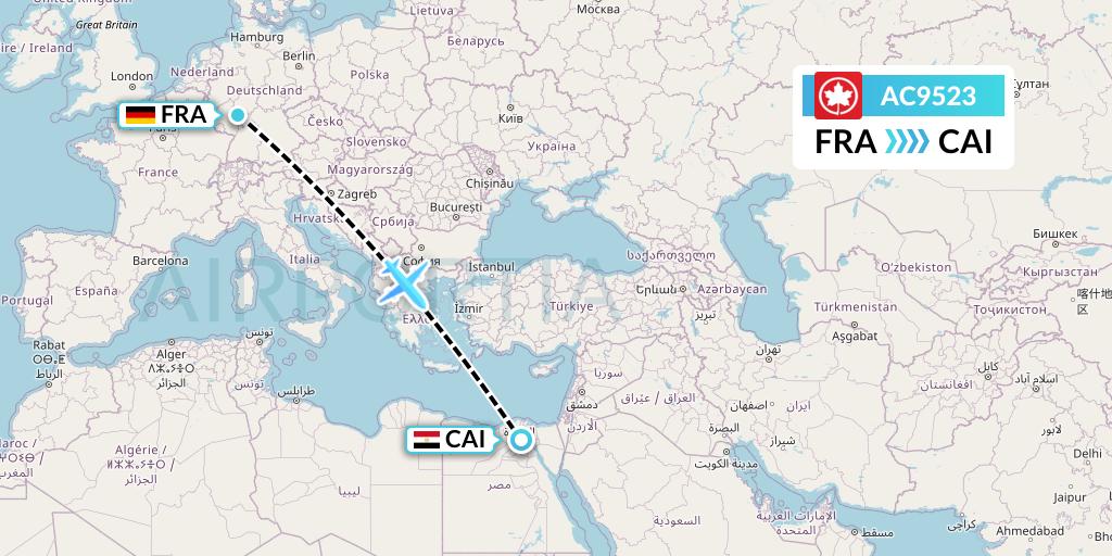 AC9523 Air Canada Flight Map: Frankfurt to Cairo
