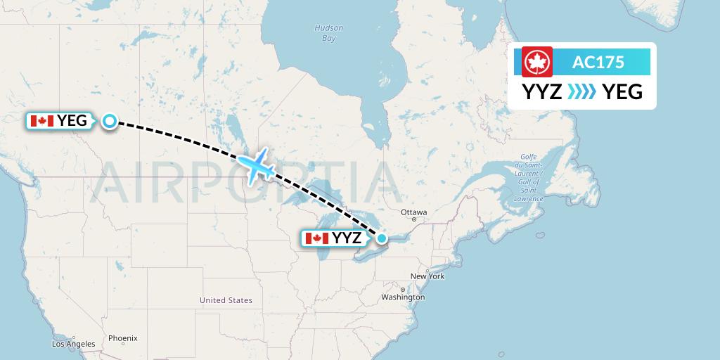 AC175 Air Canada Flight Map: Toronto to Edmonton