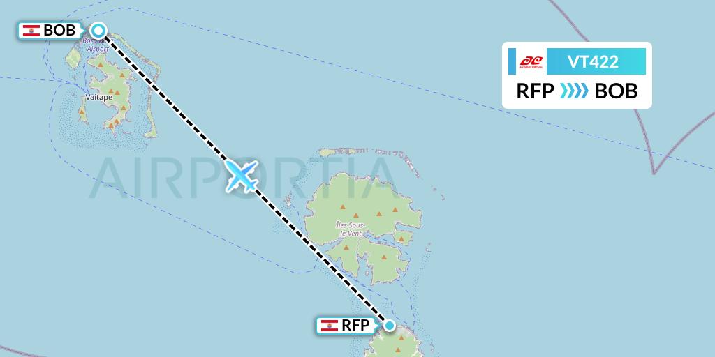 VT422 Air Tahiti Flight Map: Raiatea to Bora Bora