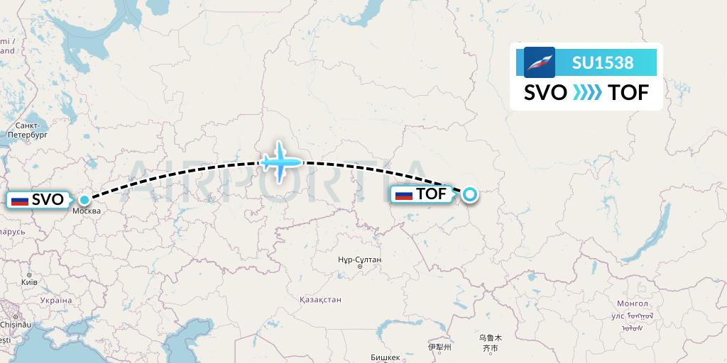 SU1538 Aeroflot Flight Map: Moscow to Tomsk