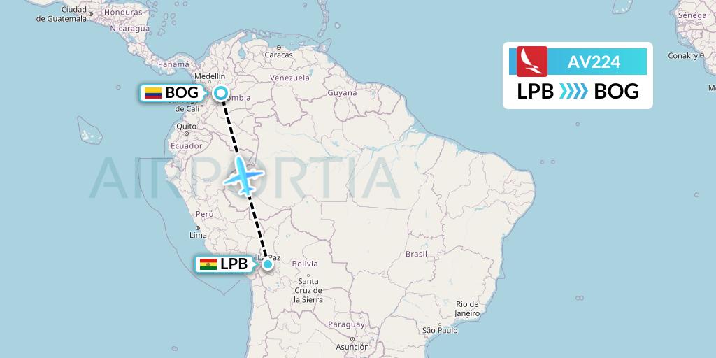 AV224 Avianca Flight Map: La Paz to Bogota