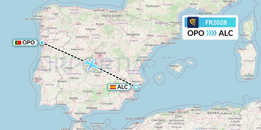 FR2028 Flight Status Ryanair Porto to Alicante (RYR2028)