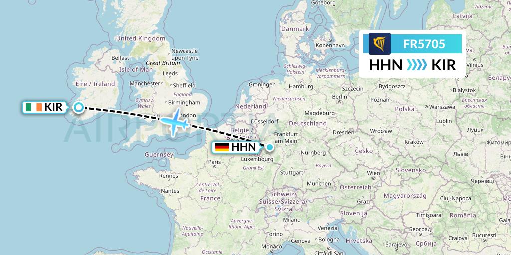 FR5705 Ryanair Flight Map: Hahn to Kerry