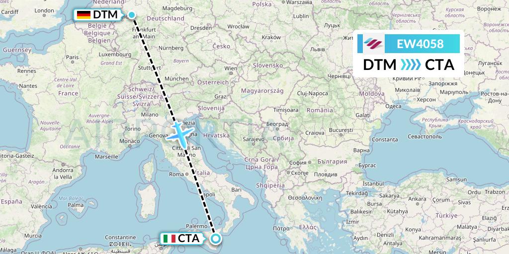 EW4058 Eurowings Flight Map: Dortmund to Catania