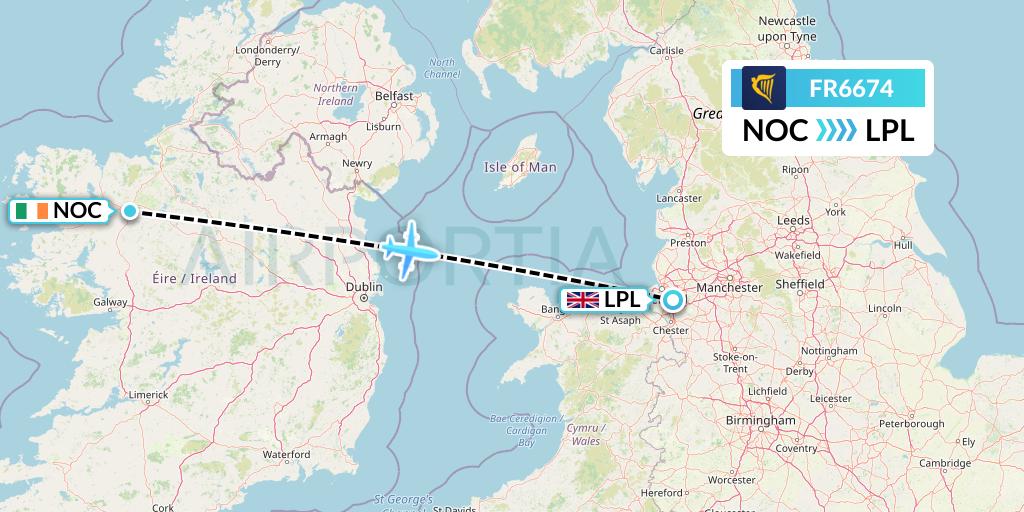 FR6674 Flight Status Ryanair Knock to Liverpool (RYR6674)
