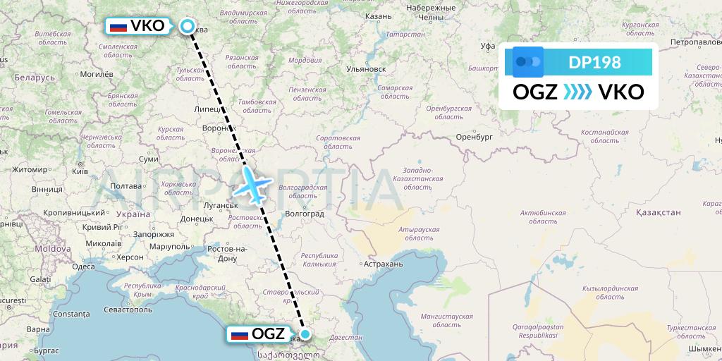 DP198 Pobeda Flight Map: Beslan to Moscow