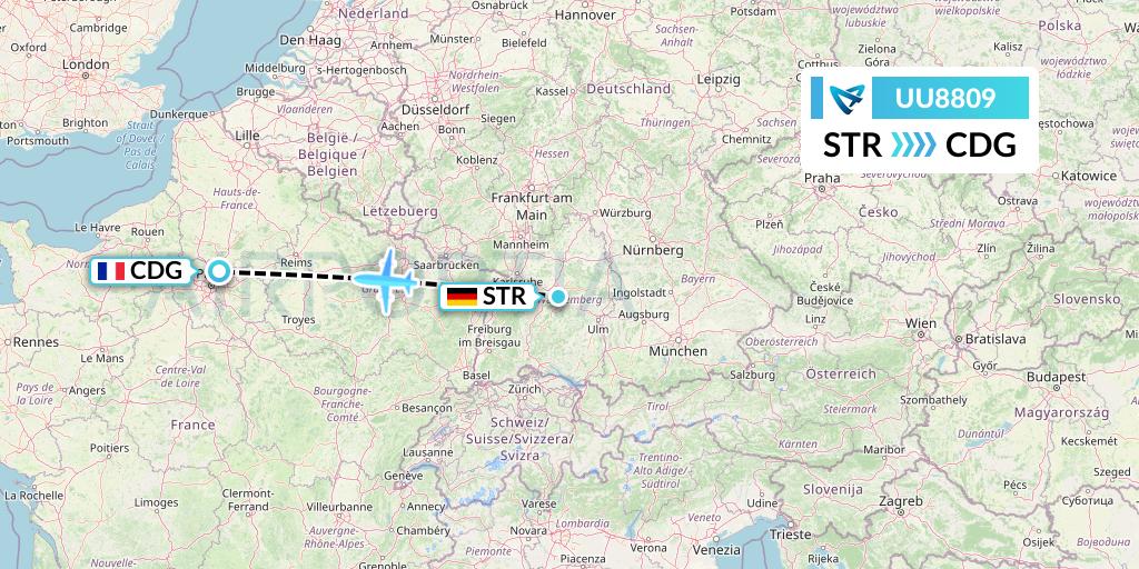 UU8809 Air Austral Flight Map: Stuttgart to Paris