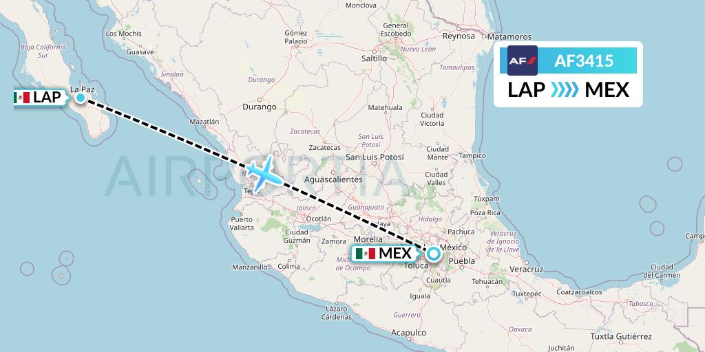 AF3415 Air France Flight Map: La Paz to Mexico City