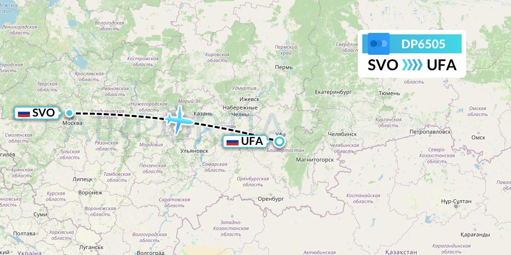 DP6505 Pobeda Flight Map: Moscow to Ufa