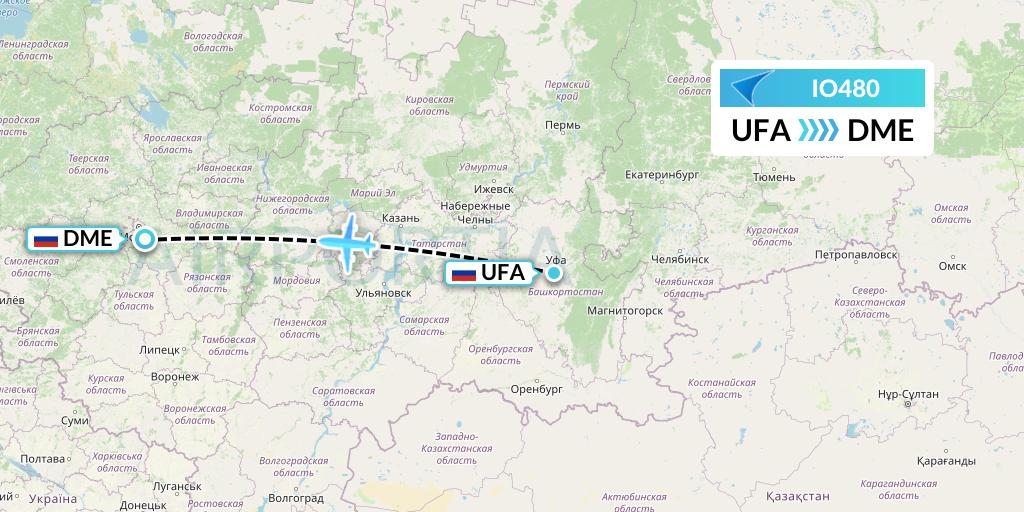 IO480 IrAero Flight Map: Ufa to Moscow