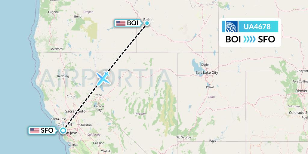 UA4678 United Airlines Flight Map: Boise to San Francisco
