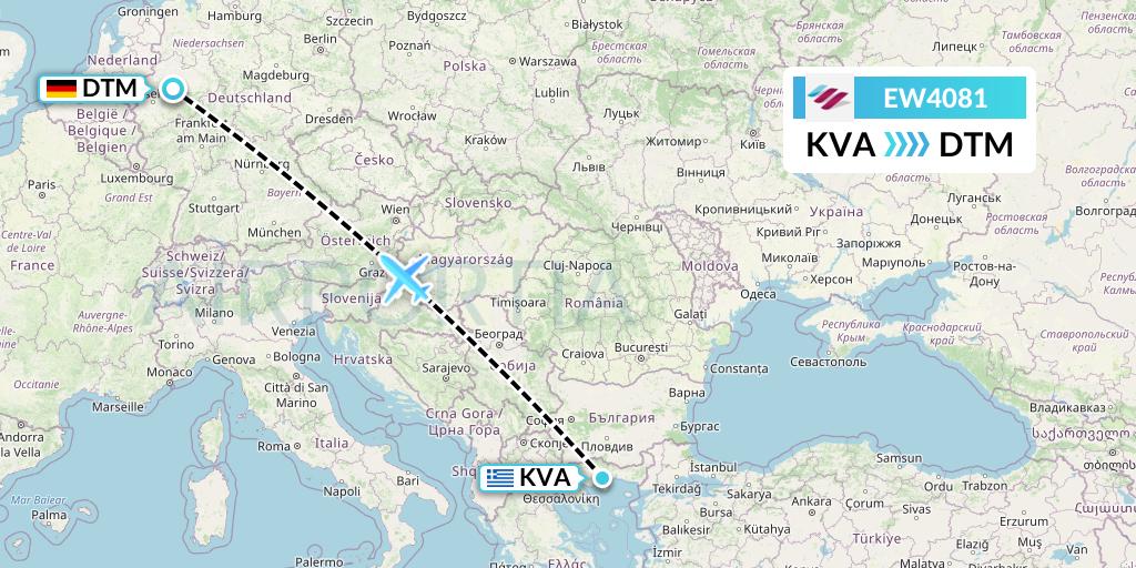 EW4081 Eurowings Flight Map: Kavala to Dortmund