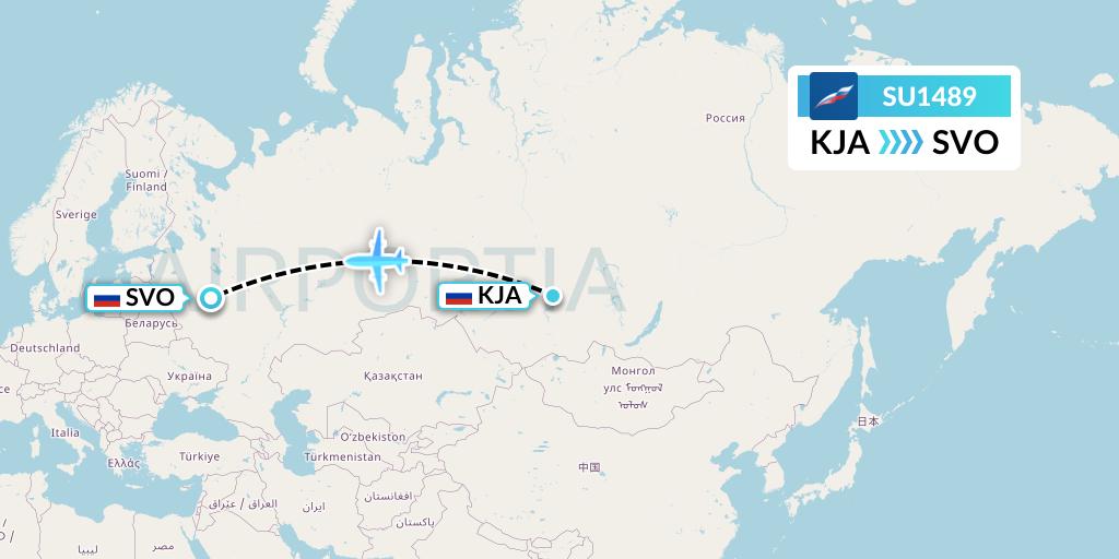 SU1489 Aeroflot Flight Map: Krasnoyarsk to Moscow
