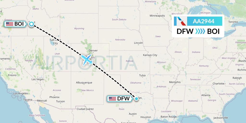 AA2944 American Airlines Flight Map: Dallas to Boise