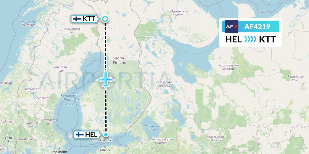 AF4219 Air France Flight Map: Helsinki to Kittila