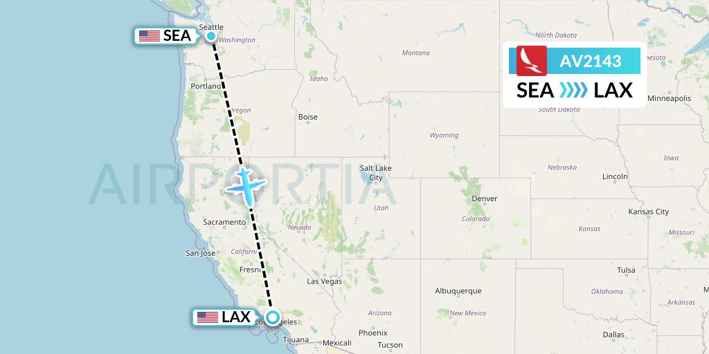 AV2143 Avianca Flight Map: Seattle to Los Angeles