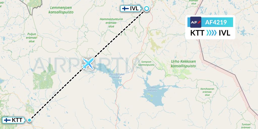 AF4219 Air France Flight Map: Kittila to Ivalo