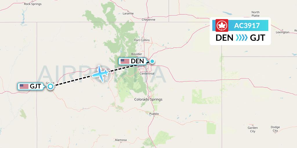 AC3917 Air Canada Flight Map: Denver to Grand Junction