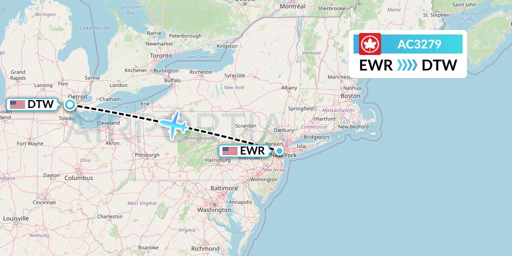 AC3279 Air Canada Flight Map: New York to Detroit