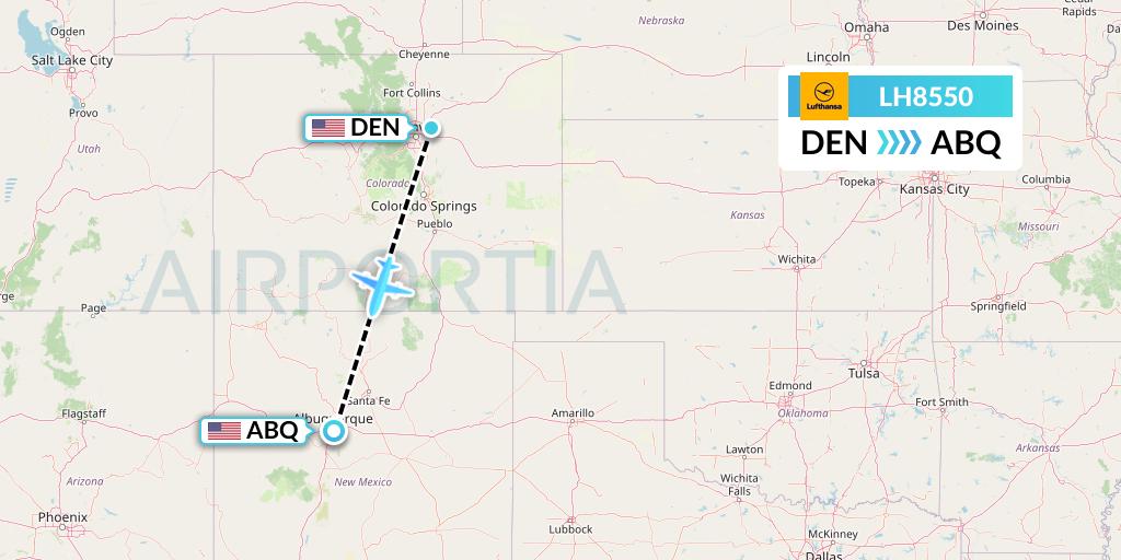 LH8550 Lufthansa Flight Map: Denver to Albuquerque
