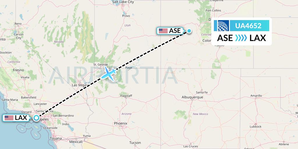UA4652 United Airlines Flight Map: Aspen to Los Angeles