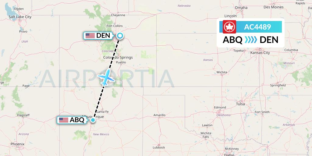 AC4489 Air Canada Flight Map: Albuquerque to Denver