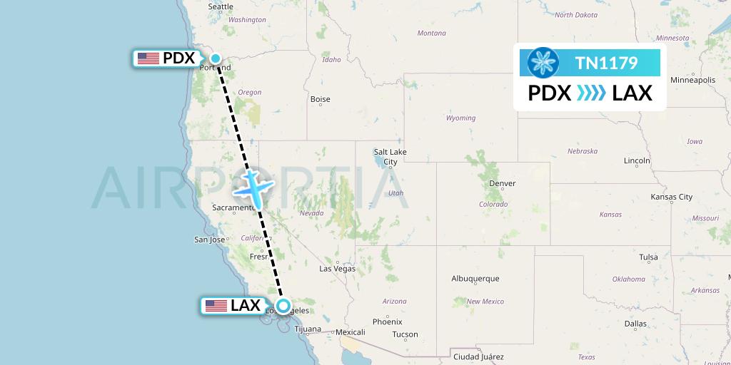 TN1179 Air Tahiti Nui Flight Map: Portland to Los Angeles