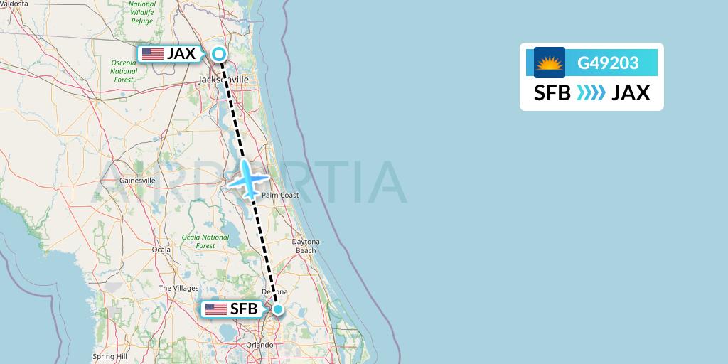 G49203 Allegiant Air Flight Map: Orlando to Jacksonville