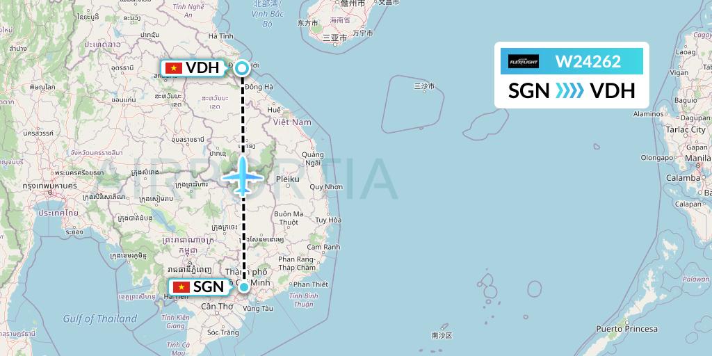 W24262 Flex Flight Flight Map: Ho Chi Minh City to Dong Hoi
