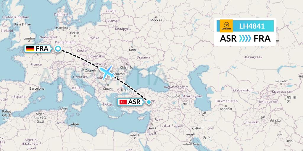 LH4841 Lufthansa Flight Map: Kayseri to Frankfurt