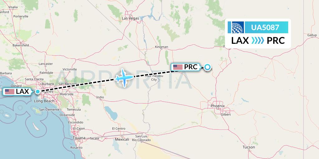 UA5087 United Airlines Flight Map: Los Angeles to Prescott