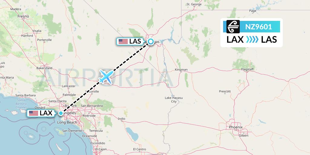 NZ9601 Air New Zealand Flight Map: Los Angeles to Las Vegas