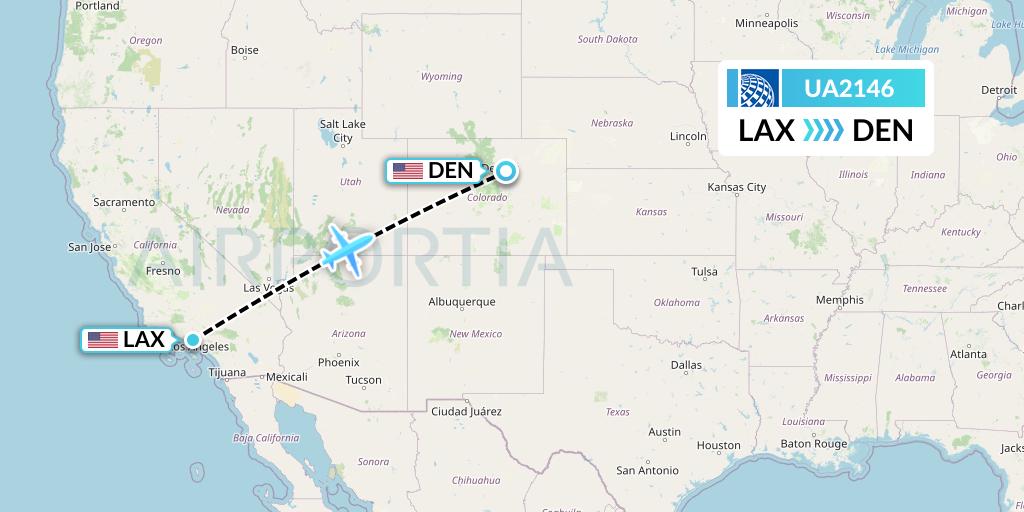 UA2146 United Airlines Flight Map: Los Angeles to Denver