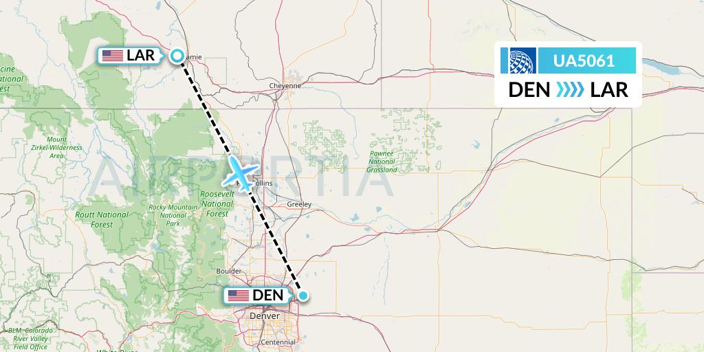 UA5061 United Airlines Flight Map: Denver to Laramie