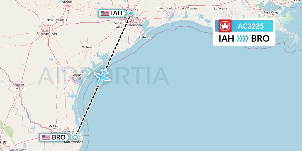 AC3225 Air Canada Flight Map: Houston to Brownsville