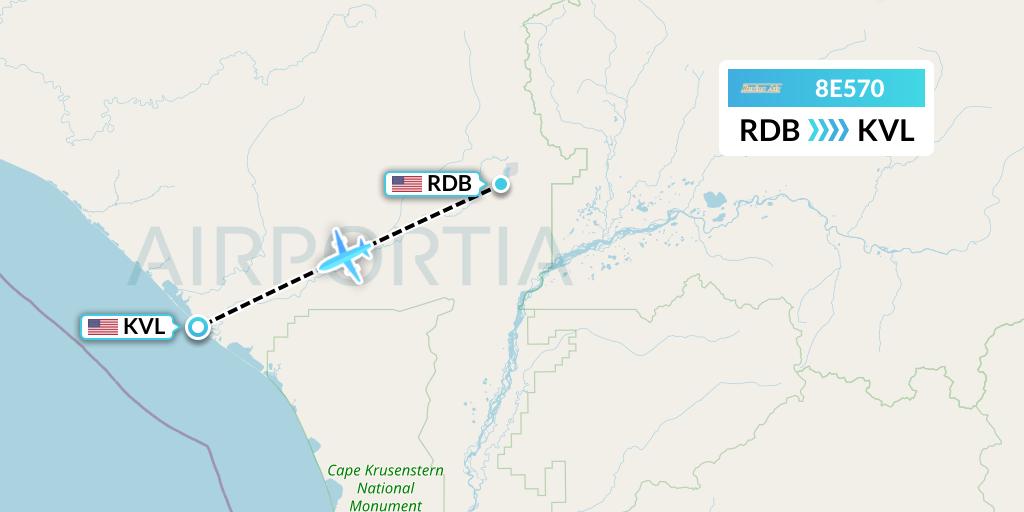 8E570 Bering Air Flight Map: Red Dog to Kivalina