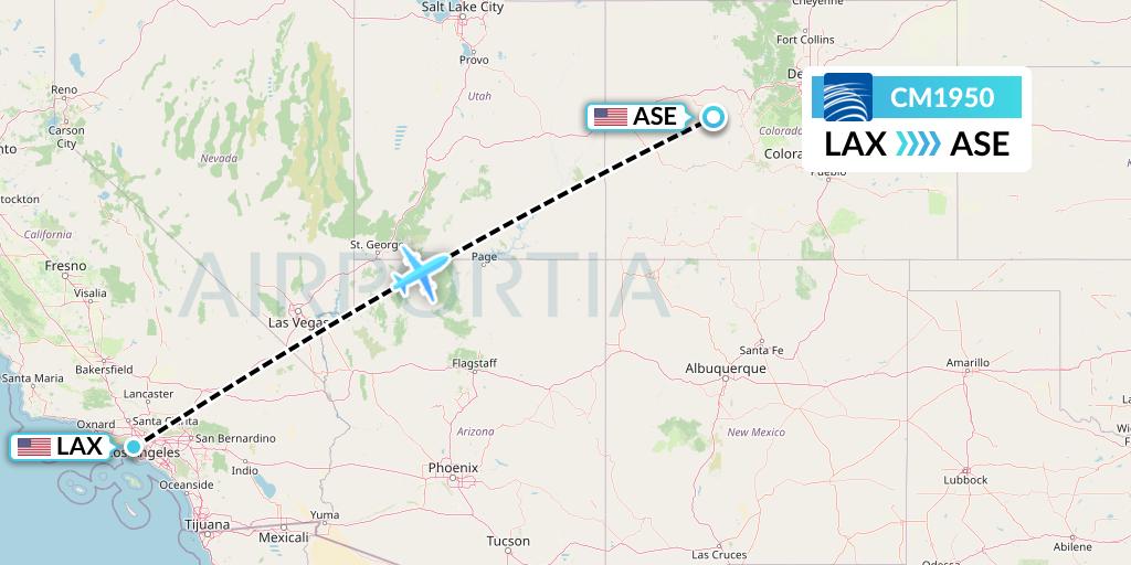 CM1950 Copa Airlines Flight Map: Los Angeles to Aspen