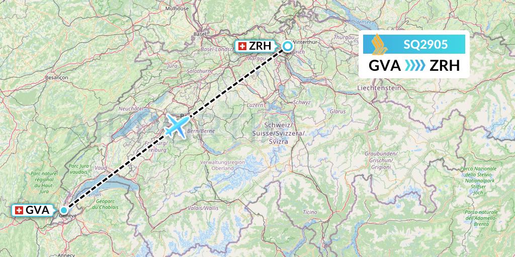 SQ2905 Singapore Airlines Flight Map: Geneva to Zurich
