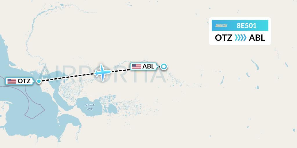 8E501 Bering Air Flight Map: Kotzebue to Ambler