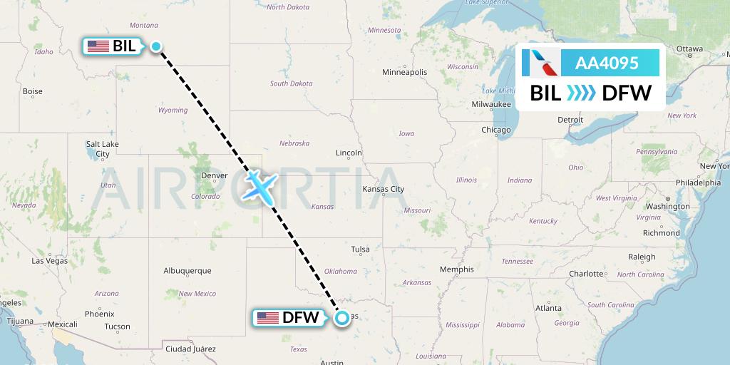AA4095 American Airlines Flight Map: Billings to Dallas